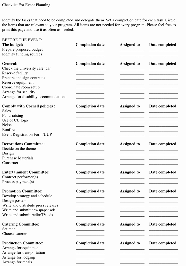 Event Planning Worksheet Template Unique 10 event Planning Checklist Samples for Any Type Of event