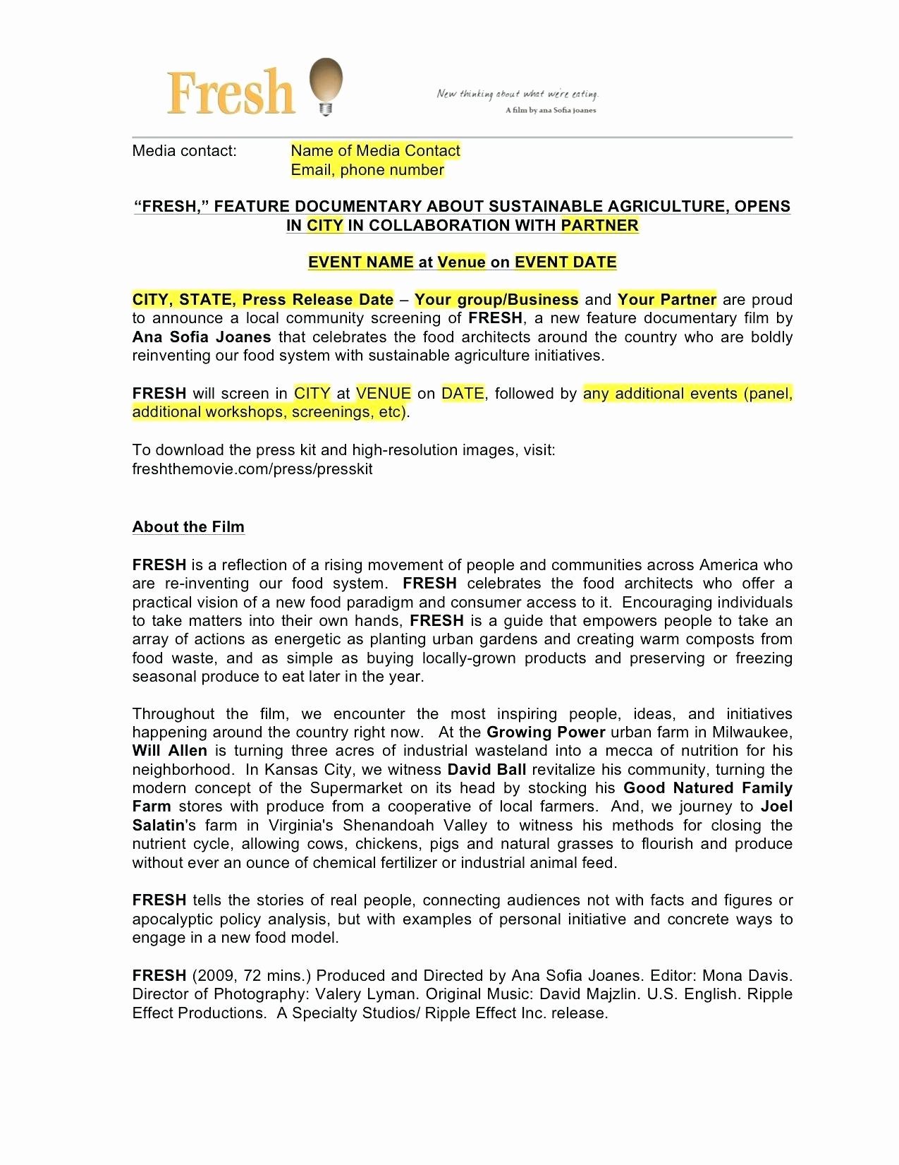 Event Press Release Template Best Of Template Award Press Release Template