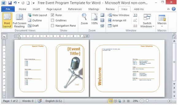Event Program Template Word Lovely Free event Program Template for Word