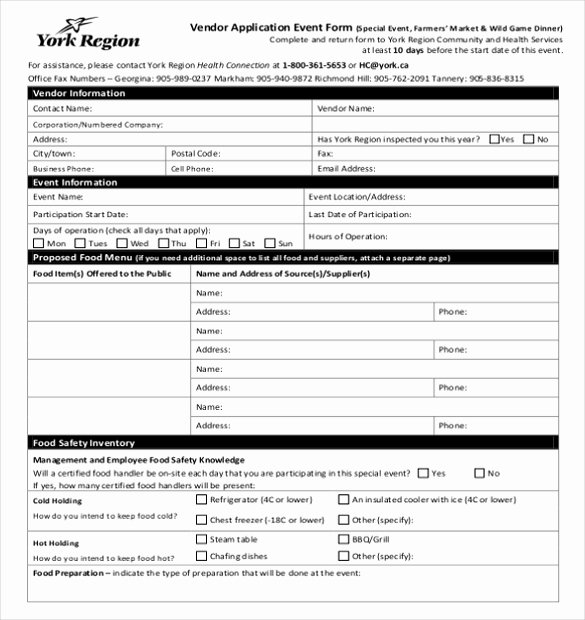 Event Registration form Template Word Best Of Vendor Application Template – 9 Free Word Pdf Documents