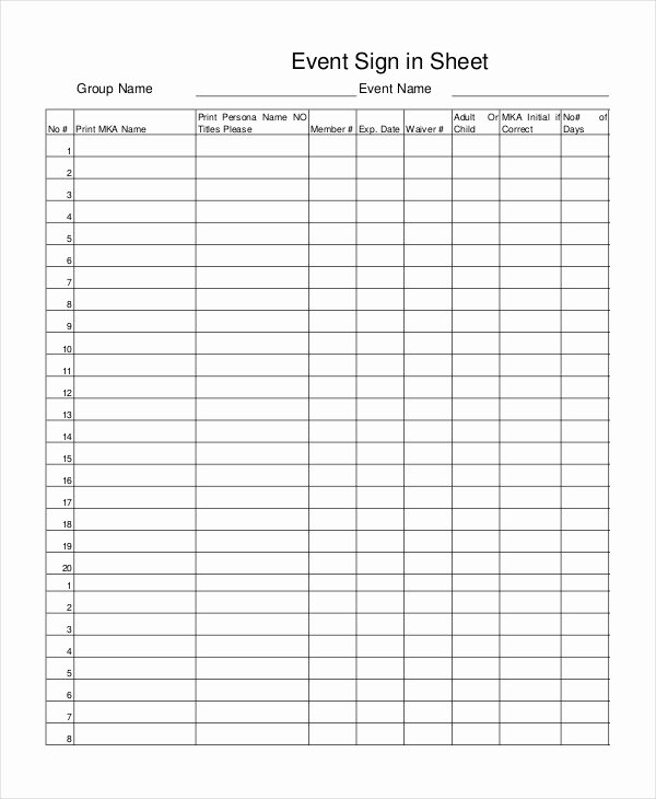 Event Sign In Sheet Template Fresh event Sign In Sheet Template 16 Free Word Pdf