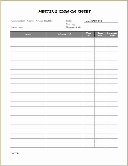 Event Sign In Sheet Template Fresh Sign In Sheets for Visitors Meetings &amp; Patients