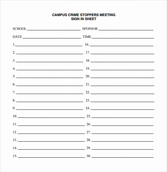 Event Sign In Sheet Template Lovely 14 Sample Meeting Sign In Sheets