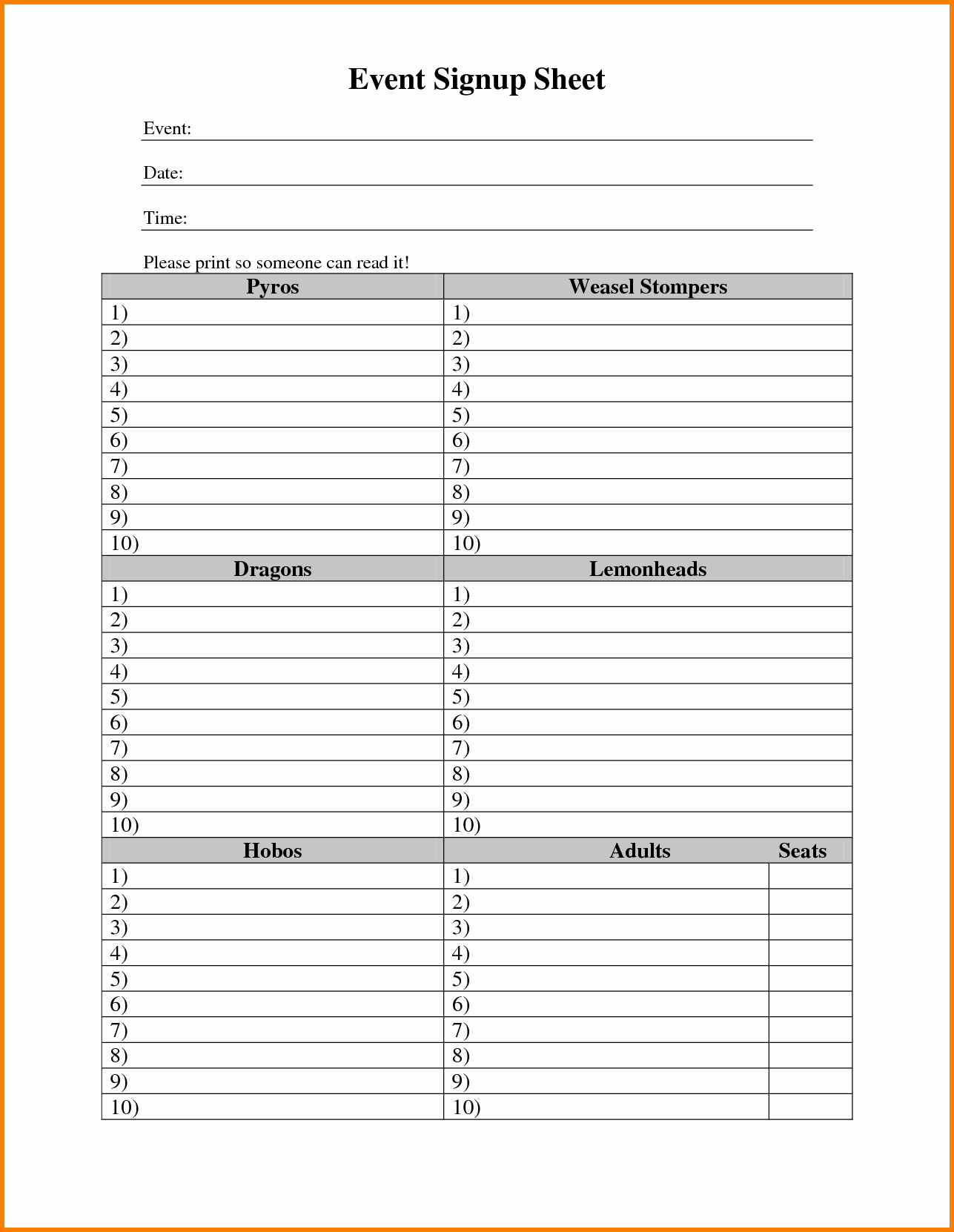 Event Sign In Sheet Template Lovely New Visitor Sign Up Sheet Printable Template for events