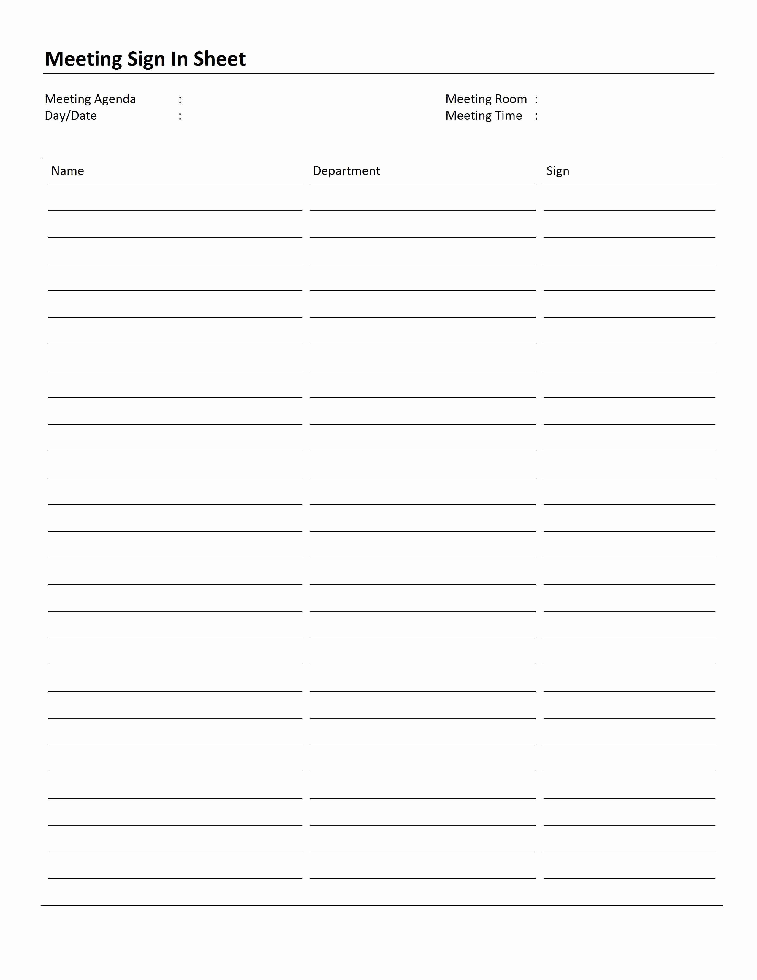 Event Sign In Sheet Template Luxury Meeting Sign In Sheet