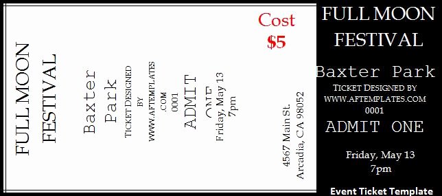 Event Ticket Template Word Beautiful Free Printable event Ticket Templates