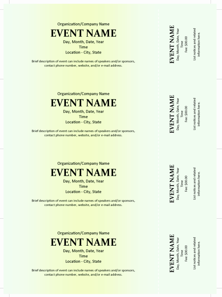 Event Ticket Template Word Best Of Mercial event Ticket Template