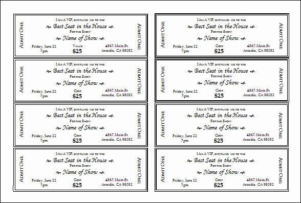 Event Ticket Template Word Luxury 30 Printable Ticket Templates to Download