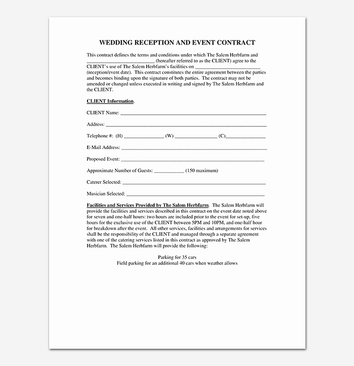 Event Venue Contract Template Inspirational event Contract Template 19 Samples Examples In Word
