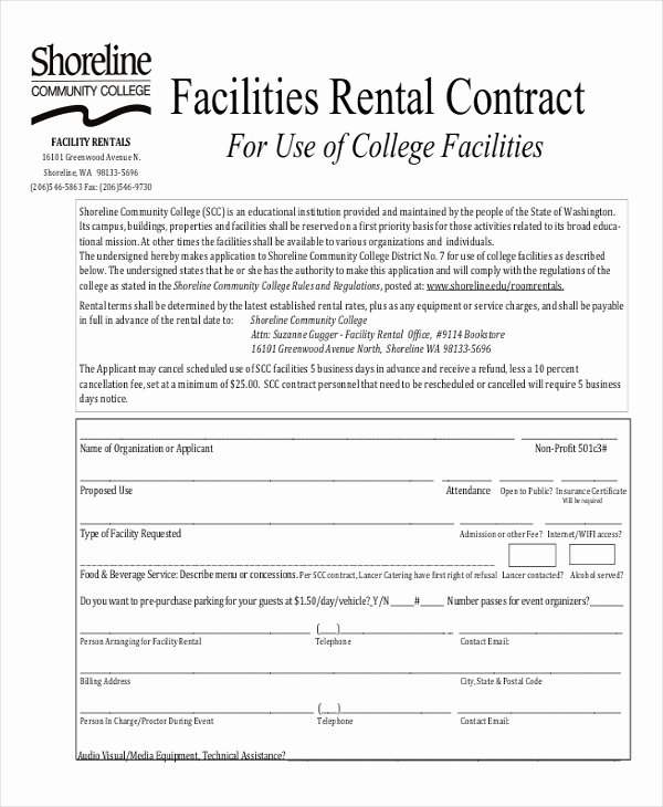 Event Venue Contract Template New Venue Rental Agreement