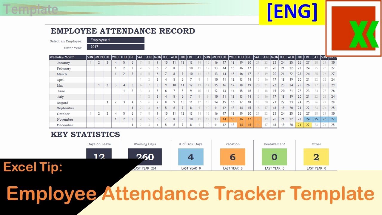 Excel attendance Tracker Template Beautiful [eng] Employee attendance Tracker Template Free Excel