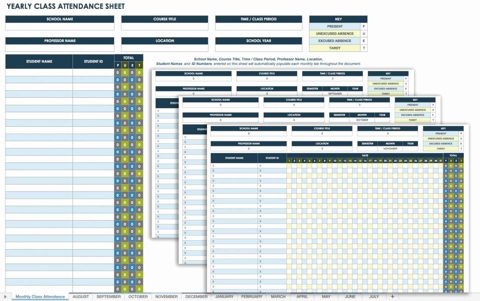 Excel attendance Tracker Template Fresh 25 Printable attendance Sheet Templates [excel Word