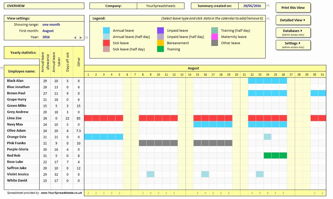 Excel attendance Tracker Template Inspirational Employee attendance Tracker Spreadsheet