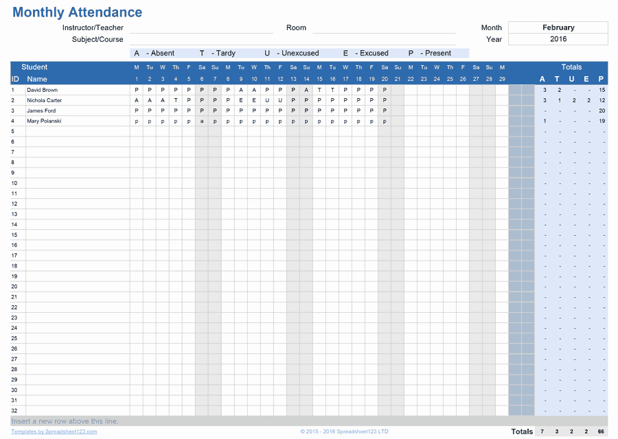 Excel attendance Tracker Template Inspirational Printable attendance Trackers for Excel