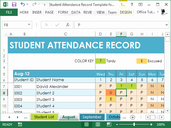 student attendance record template for excel
