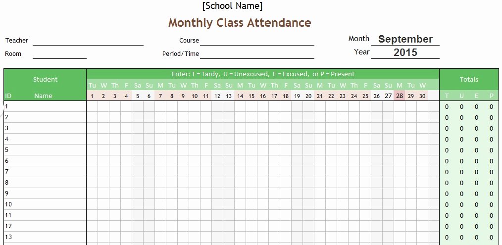 Excel attendance Tracker Template Luxury How to Make attendance Sheet In Excel with formula How