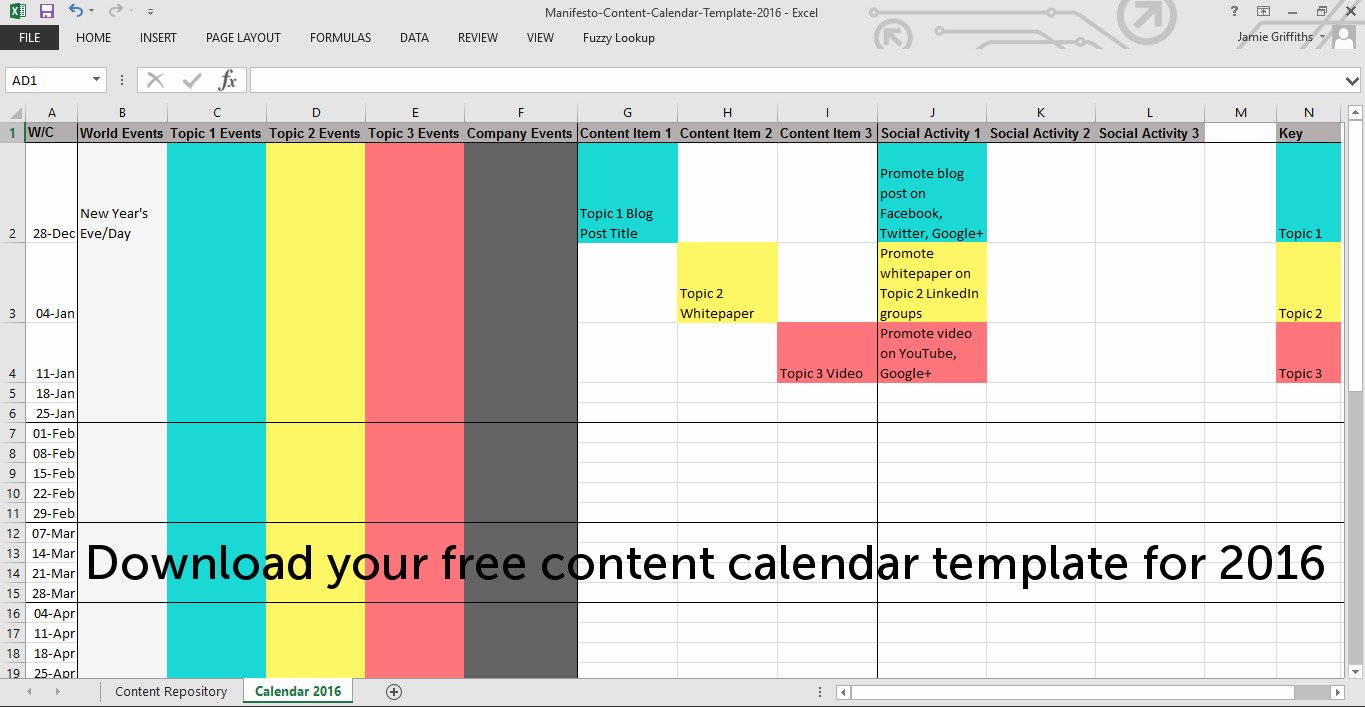 Excel Calendar Schedule Template Fresh Content Calendar Template Excel Templates Station