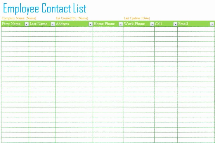 Excel Contact List Template Best Of Professional Employee Contact List Template In Ms Excel