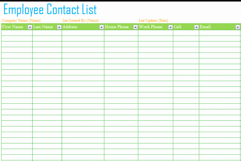 Excel Contact List Template Inspirational Employee Contact List Template Dotxes