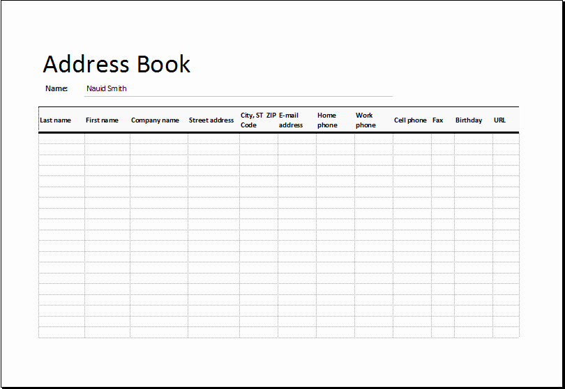 Excel Contact List Template Lovely Address List Book Template for Excel