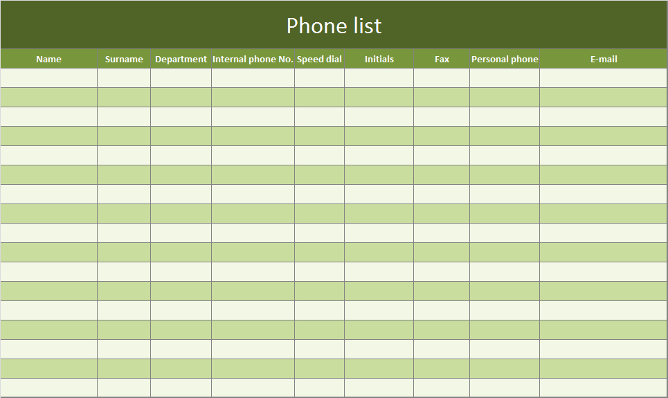 Excel Contact List Template Luxury Phone List as Excel Template – Free Of Charge