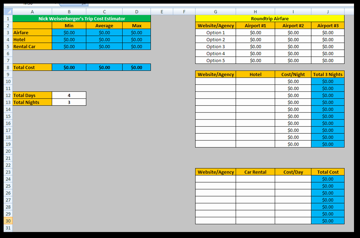 Excel Cost Estimate Template Elegant Excel Spreadsheets Help Trip Cost Estimator Spreadsheet