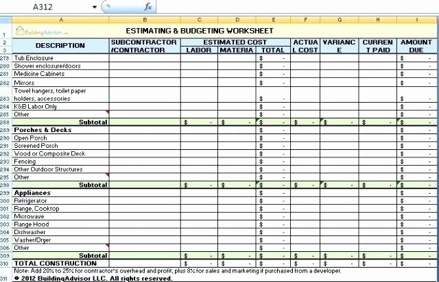 Excel Cost Estimate Template Luxury Contractor Estimate Template Excel or Cost Estimator Cover