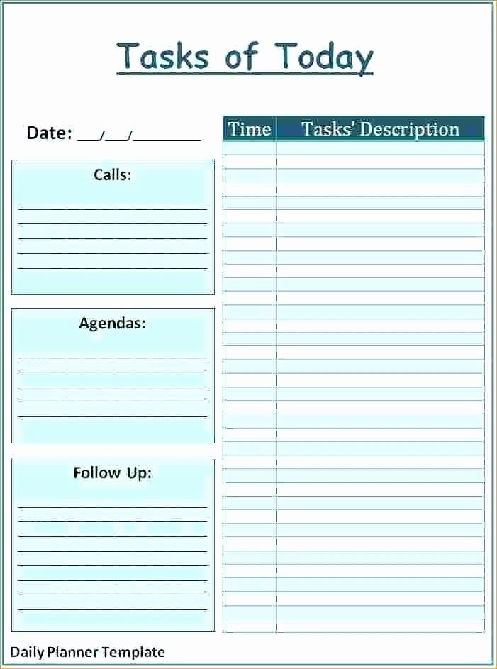 Excel Daily Schedule Template Beautiful Daily Calendar Template Excel Printable for Your Reminder