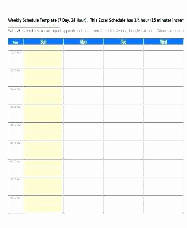 Excel Daily Schedule Template Lovely E Week Calendar Template Excel Daily Schedule Printable