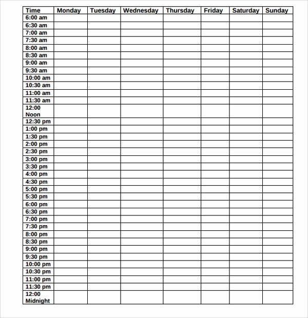 Excel Daily Schedule Template New 23 Printable Daily Schedule Templates Pdf Excel Word