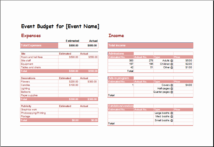Excel event Planning Template Lovely event Bud Planning Spreadsheet Template