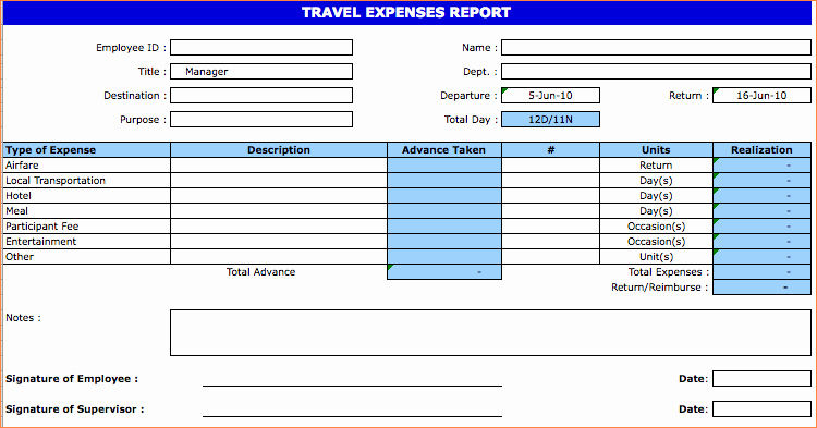 Excel Expense Report Template Free Awesome 7 Travel Expense Report Template