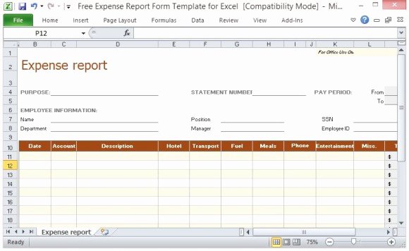 Excel Expense Report Template Free Best Of Free Expense Report form Template for Excel