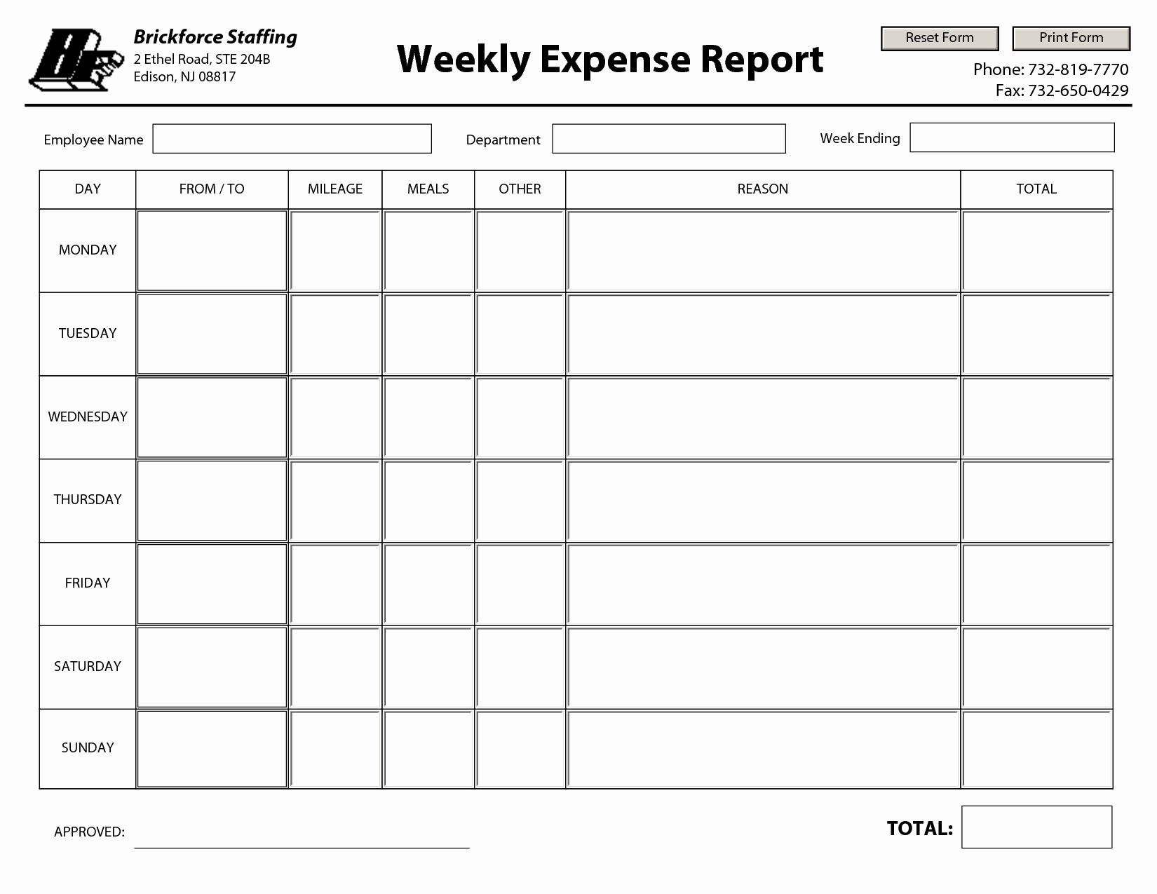 Excel Expense Report Template Free Luxury 7 Best Of Free Printable Weekly Expense Report