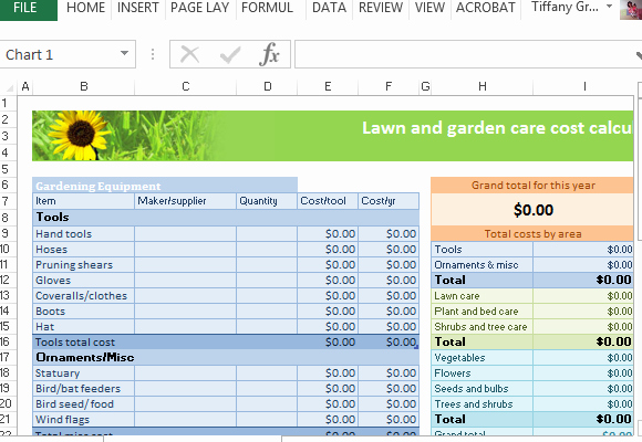Excel Expense Tracker Template Beautiful Lawn &amp; Garden Expense Template for Excel