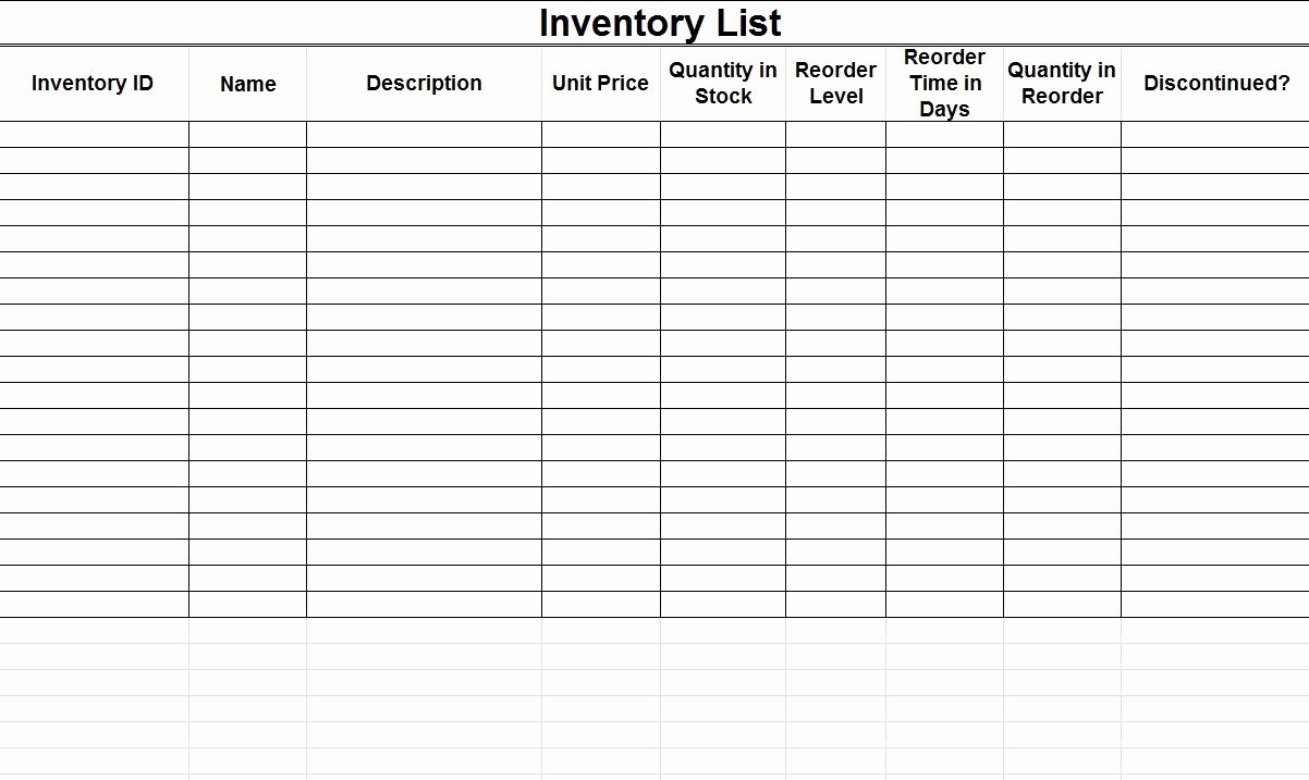Excel Home Inventory Template Luxury Inventory Template