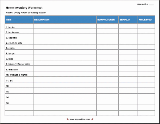 Excel Home Inventory Template Unique 6 Home Contents Inventory List Templates – Word Templates