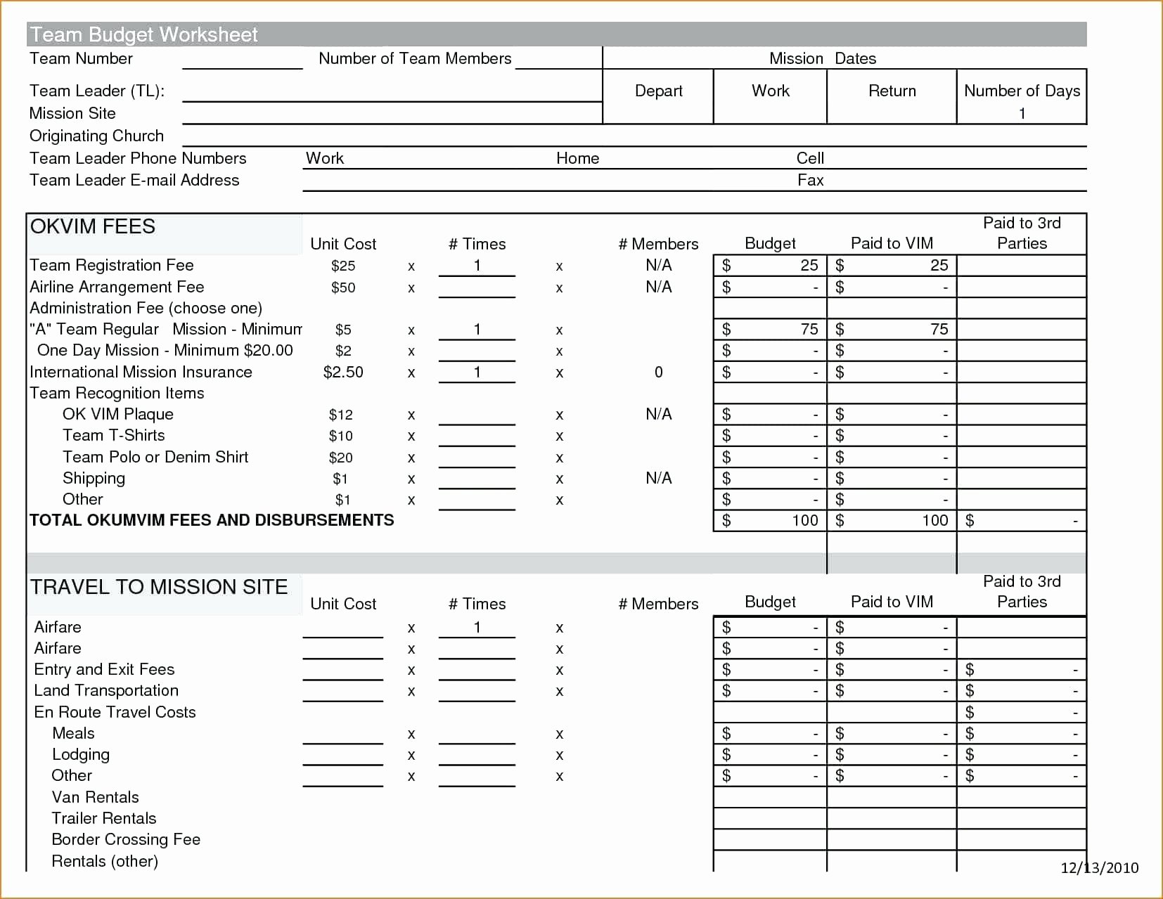 church in e and expense statement template
