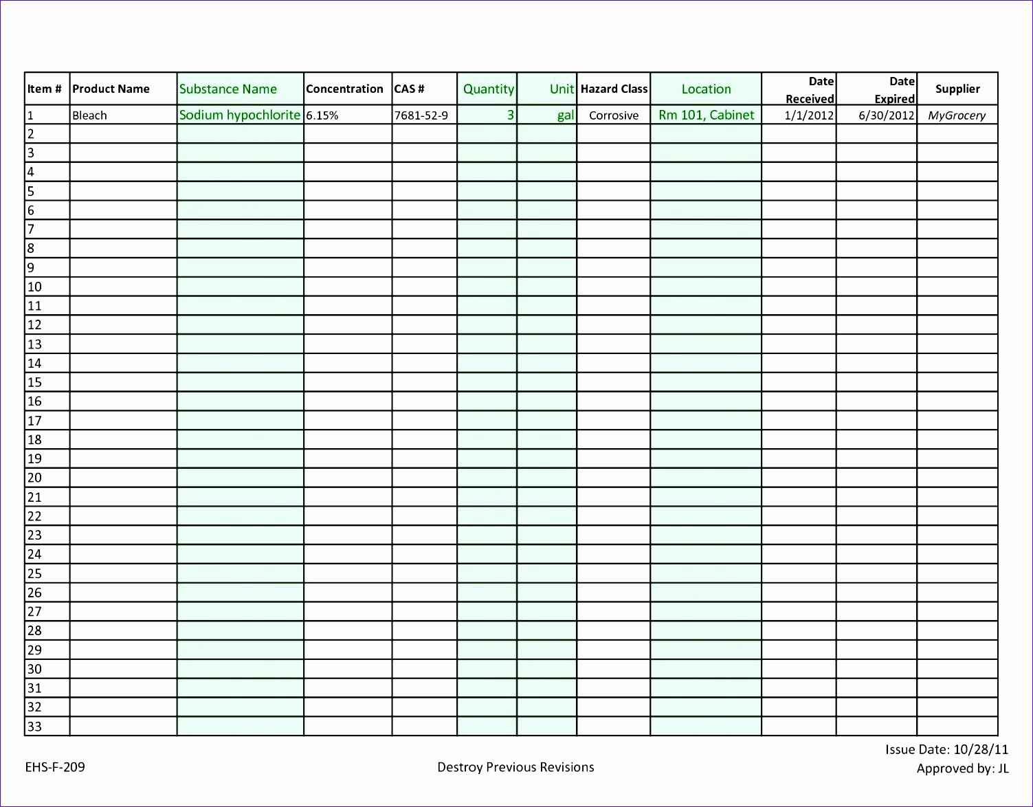 Excel Inventory Template with Pictures Unique Chemical Inventory Template Excel Gnxnw Unique Spreadsheet