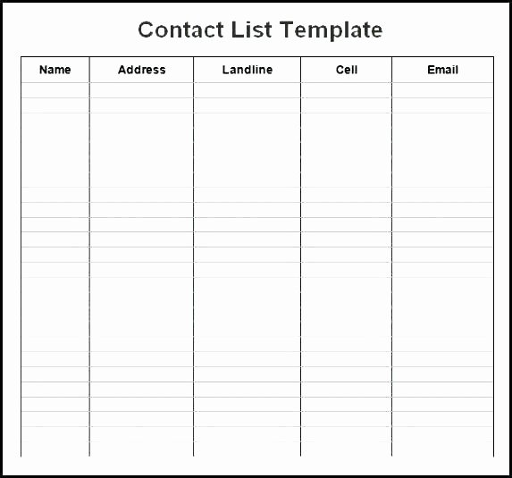 Excel Mailing List Template Beautiful Phone List Template Printable Extension Word Contact