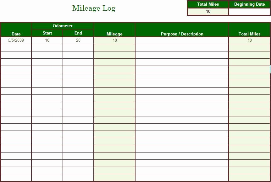 Excel Mileage Log Template Beautiful 8 Best Of Monthly Mileage Log Template Printable
