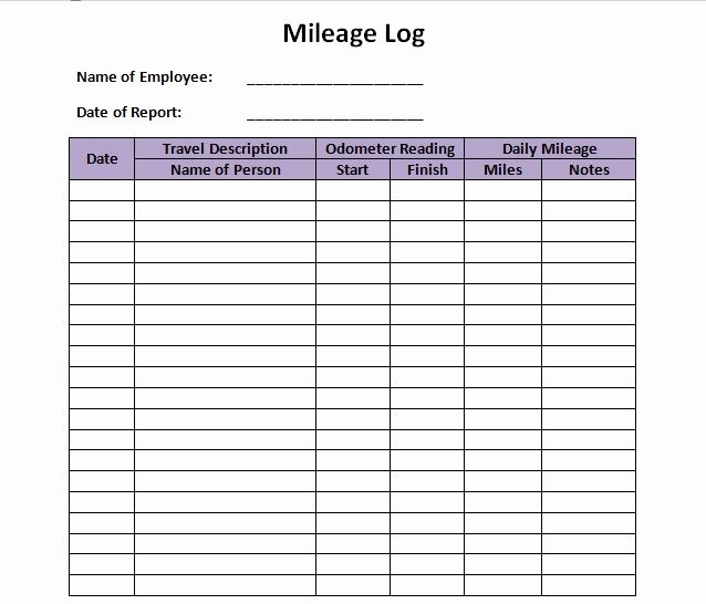 Excel Mileage Log Template Elegant 30 Printable Mileage Log Templates Free Template Lab