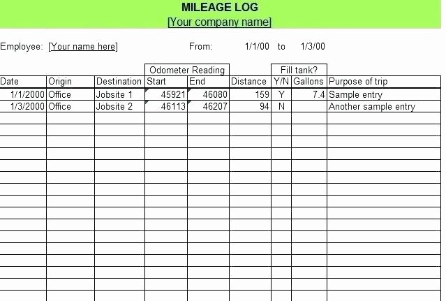 Excel Mileage Log Template Elegant Mileage Log Sheet Printable Mileage Log Template Mileage