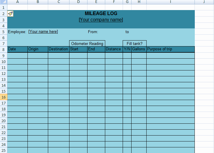 Excel Mileage Log Template New Get Mileage Log Excel Template Xls