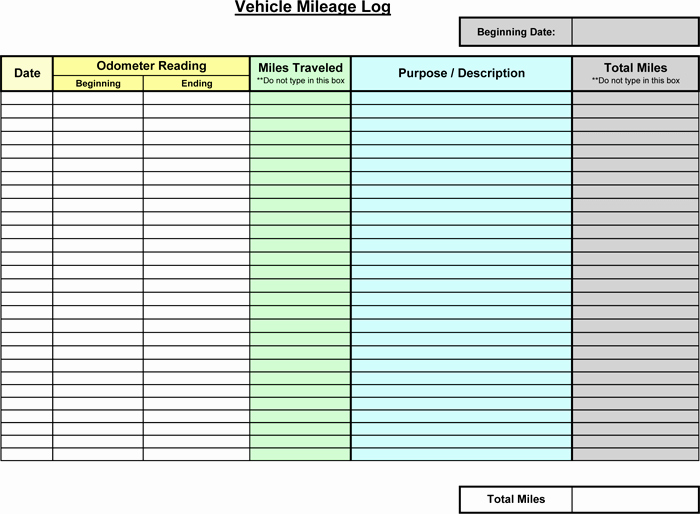 Excel Mileage Log Template Unique 8 Mileage Log Templates to Keep Your Mileage On Track