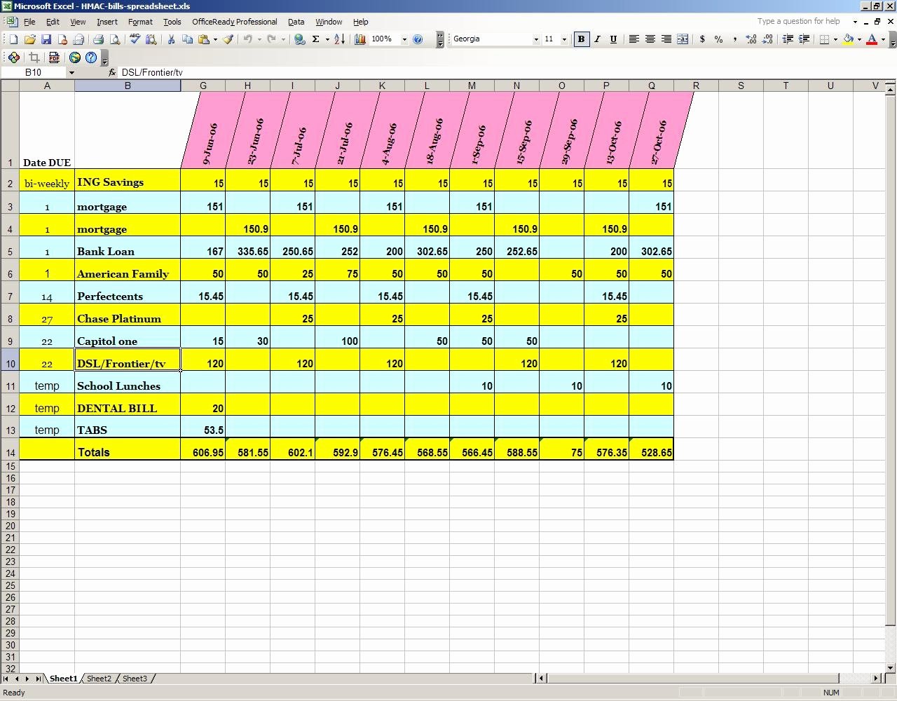 Excel Monthly Bill Template New Monthly Bills Spreadsheet Template