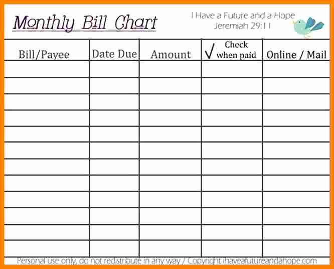 Excel Monthly Bill Template Unique 5 Printable Bills to Pay Template