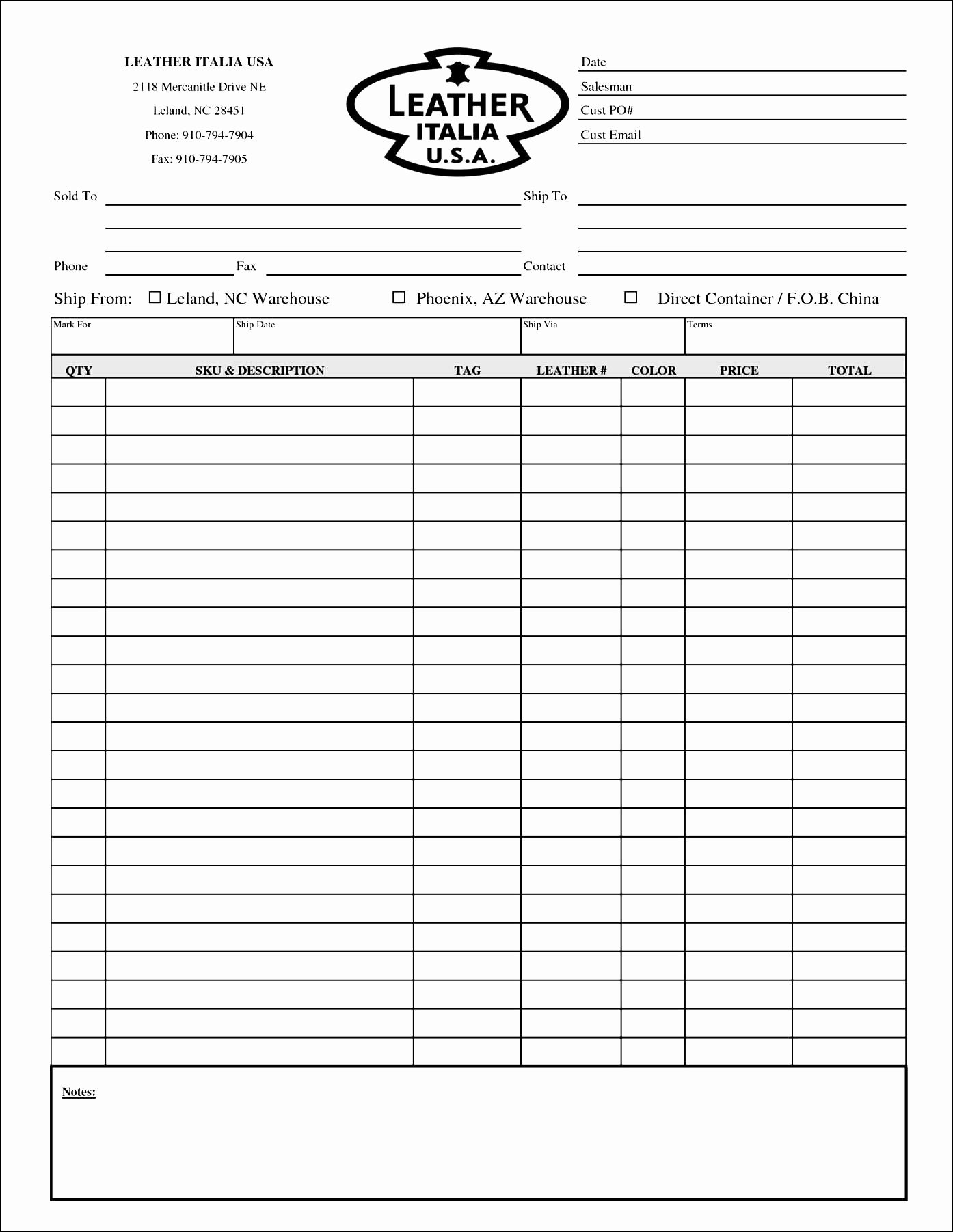 Excel order form Template Awesome Blank order form Template Excel