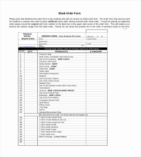 Excel order form Template Beautiful order form Template
