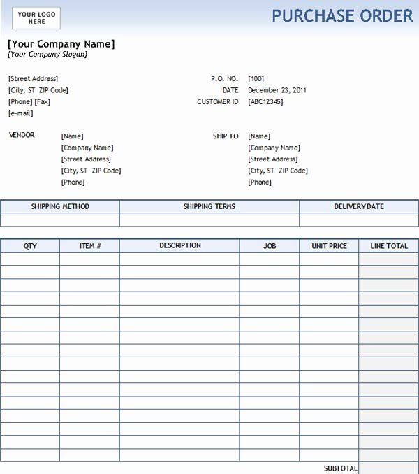 Excel order form Template Best Of Simple Purchase order form